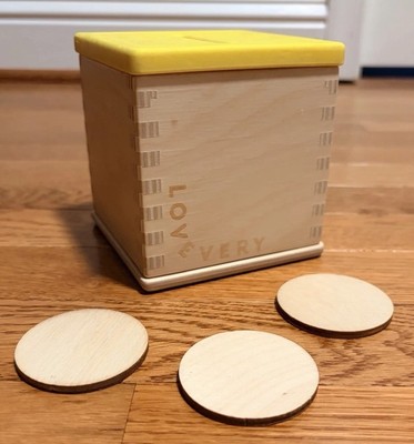 LOVEVERY Wooden Coin Bank with 3 coins Babbler Play Kit Montessori