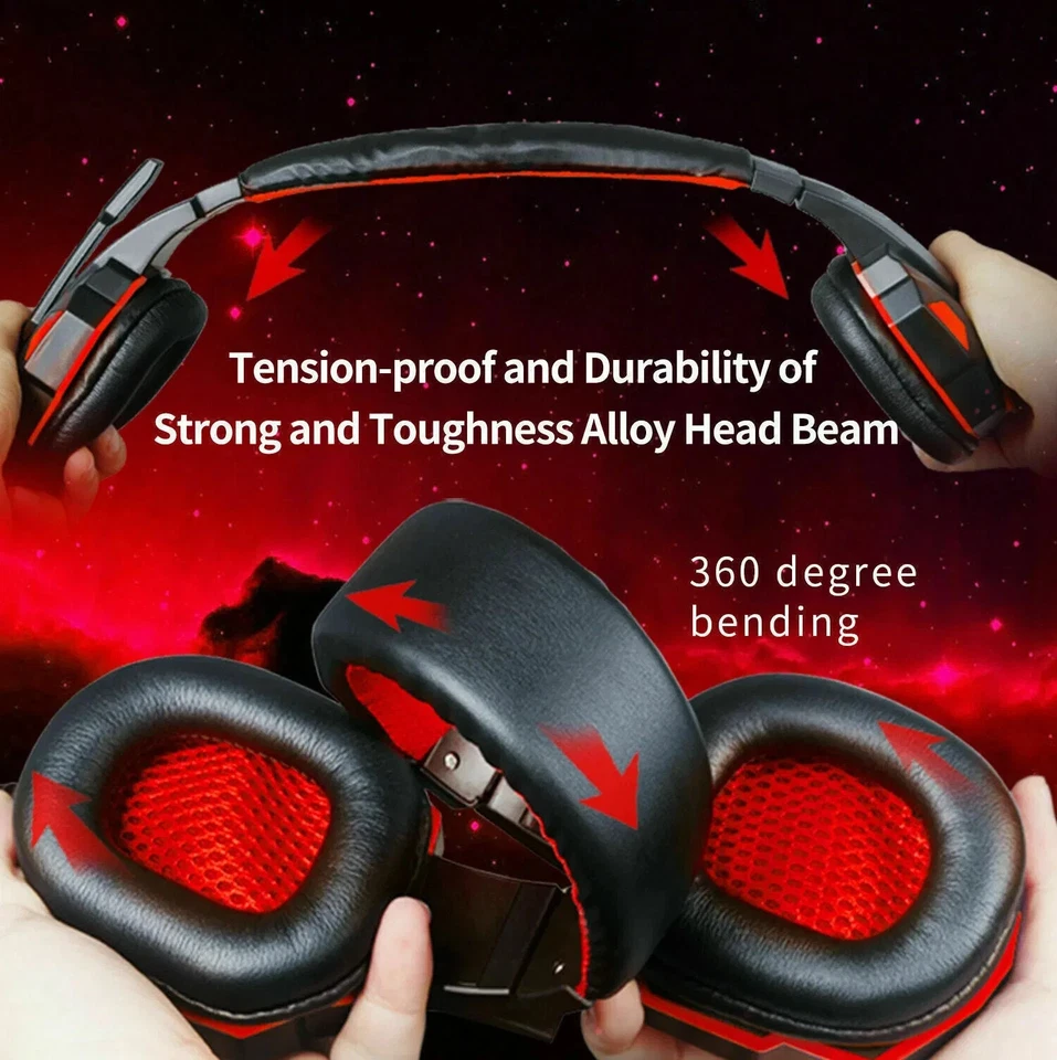 3.5mm Gaming Headset Mic LED Headphones Stereo Bass Surround For PC PS4 Xbox One - Image 4 of 4