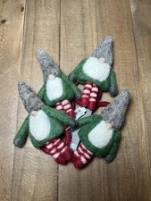 Pottery Barn Handmade Gnome Wool Felt Napkin Rings - Set of 4