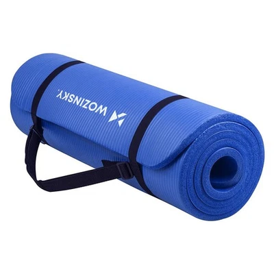 WOZINSKY Gymnastikmatte 181x63 cm, Dicke 0,9 cm, Komfortable, rutschfeste Yogamatte blau