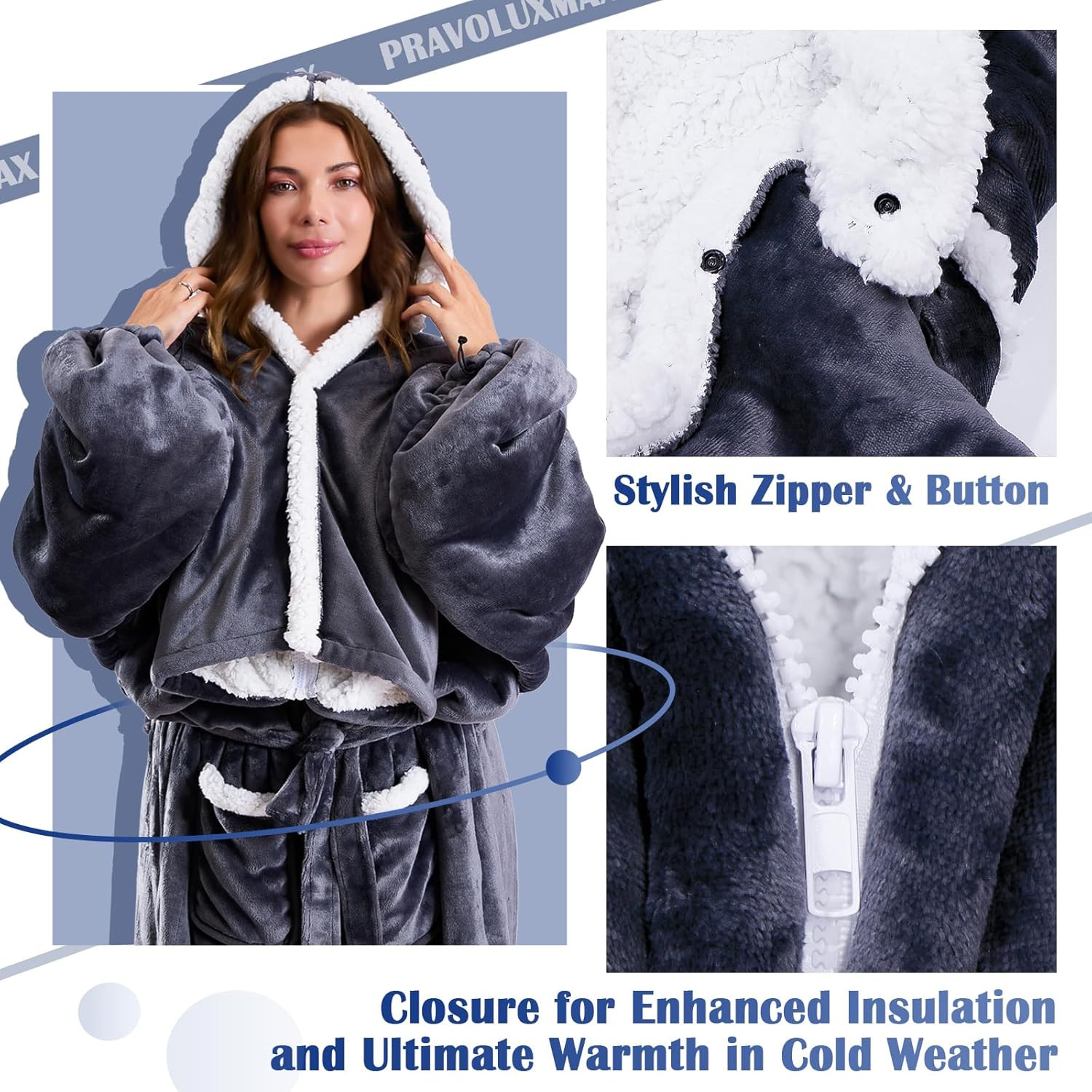 Wearable Heated Blanket Electric Snuggle Throw Blankets,Flannel&Sherpa Heating B