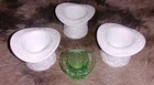 4 Vintage Fenton glass top hats 3 White 1 Green No Chips