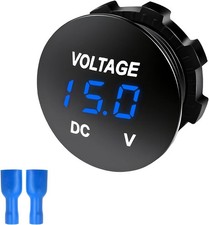 12v 24v Waterproof Round Digital Voltmeter Gauge With Blue Led Dis Color Blue
