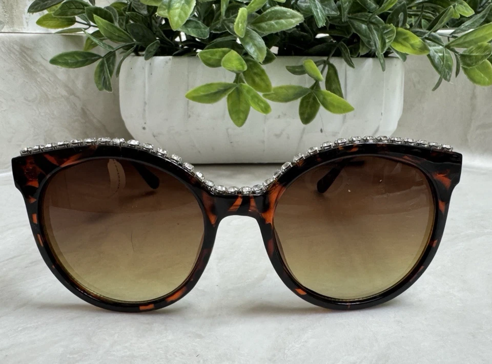 Новый с Ярлыками Anthropologie черепаховая оправа солнцезащитные очки стразы верхний ободок - Изображение 4 из 4