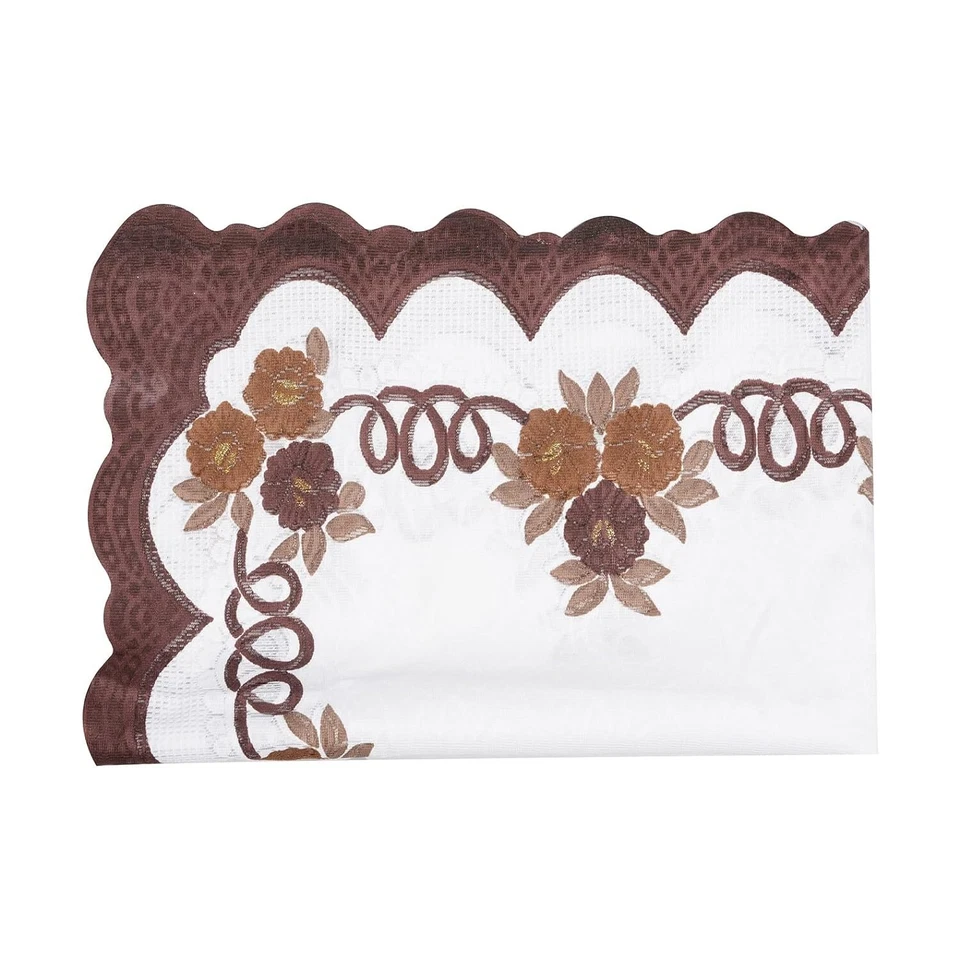 Cotton Floral Print Waterproof Dining Table Cover 60x90 Inch White Brown us - Image 2 of 3