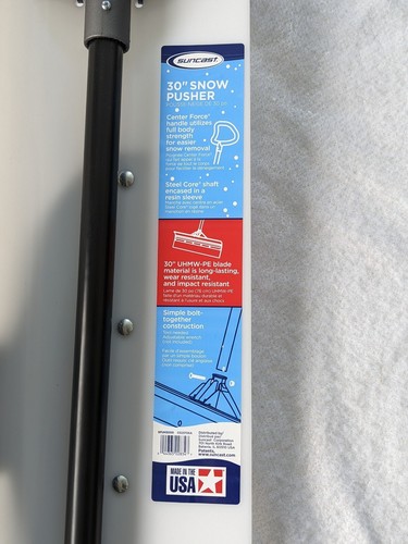 Suncast 30'' UHMW Steel-Resin Snow Pusher Shovel White- New w/ Packaging - Picture 5 of 7