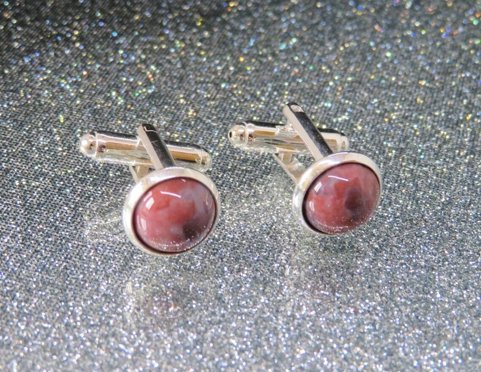 Abotoaduras de prata esterlina 925 com pedra preciosa de ágata natural presente especial para homem - Imagem 2 de 4