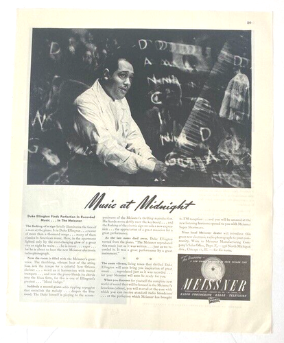 Duke Ellington Meissner Vintage Print Ad Radio Phonograph Music Midnight