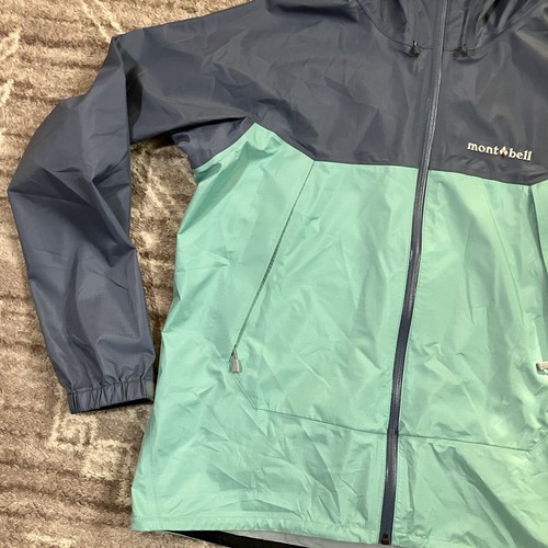 MontBell Thunder Pass Rain Jacket Storm Grey Ocean Wave Women Sz XL - Picture 4 of 13