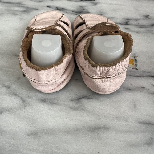 Ministar Baby Infant Crib Shoes Size M 6-12M Pink Leather Vented Washable - Picture 6 of 8