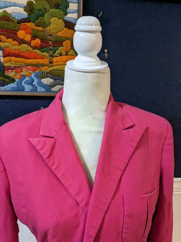 Blazer Lauren by Ralph Lauren 100% Seda Rosa Caliente Botón Carrera Talla 10 Mediana M Foto 2 de 4