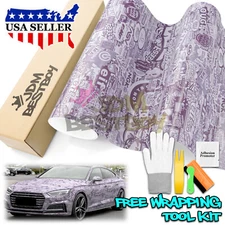 Premium JDM USDM Anime Graffiti Sticker Bomb Vinyl Decal Sticker Wrap Sheet #BLK