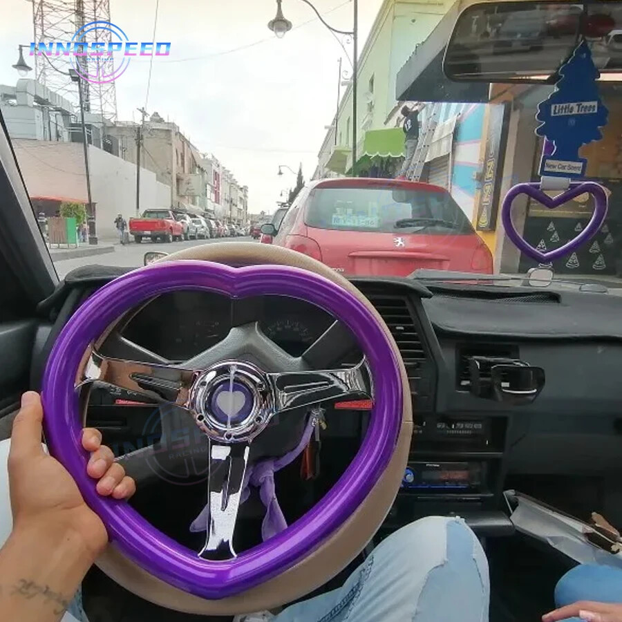 JDM Heart Shape Purple Car Steering Wheel 14inch Deep Corn Racing