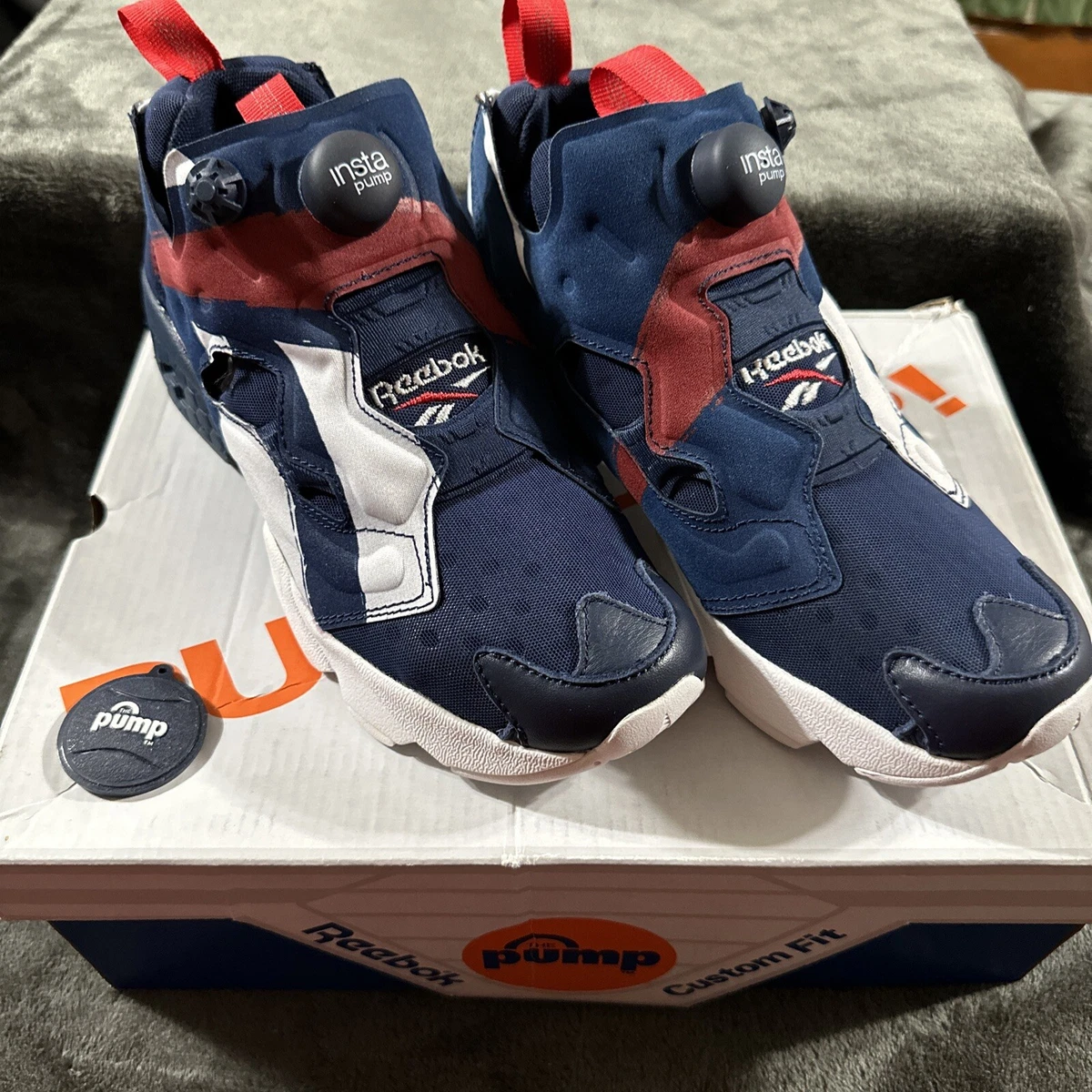 Instapump Fury Overbranded OB Mens 6 Navy Blue Red White Shoes AR3197 EUC | eBay