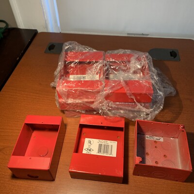 LOT OF 7 Fire Lite Honeywell SB-10 50701-LB Surface Mount Red Alarm Box PLUS 2