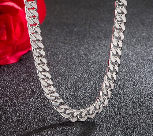 925 Sterling Silver Simple Plain Cuban Link Chain Necklace for Men Boys Women - Picture 6 of 6