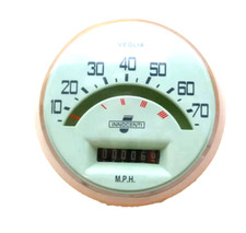 LAMBRETTA. LI SERIES 2 METAL CASED  ITALIAN TYPE SPEEDO 70mph INC' BULB & HOLDER
