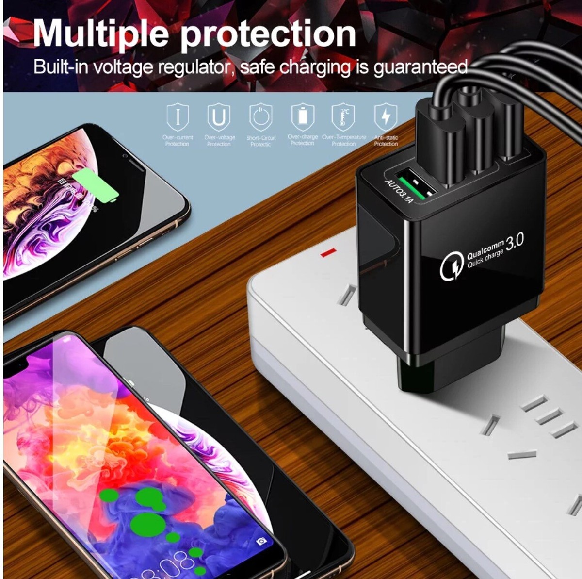 Caricabatterie Rapido USB 4 Porte Quick Charge 3.0 Adattatore - Foto 5