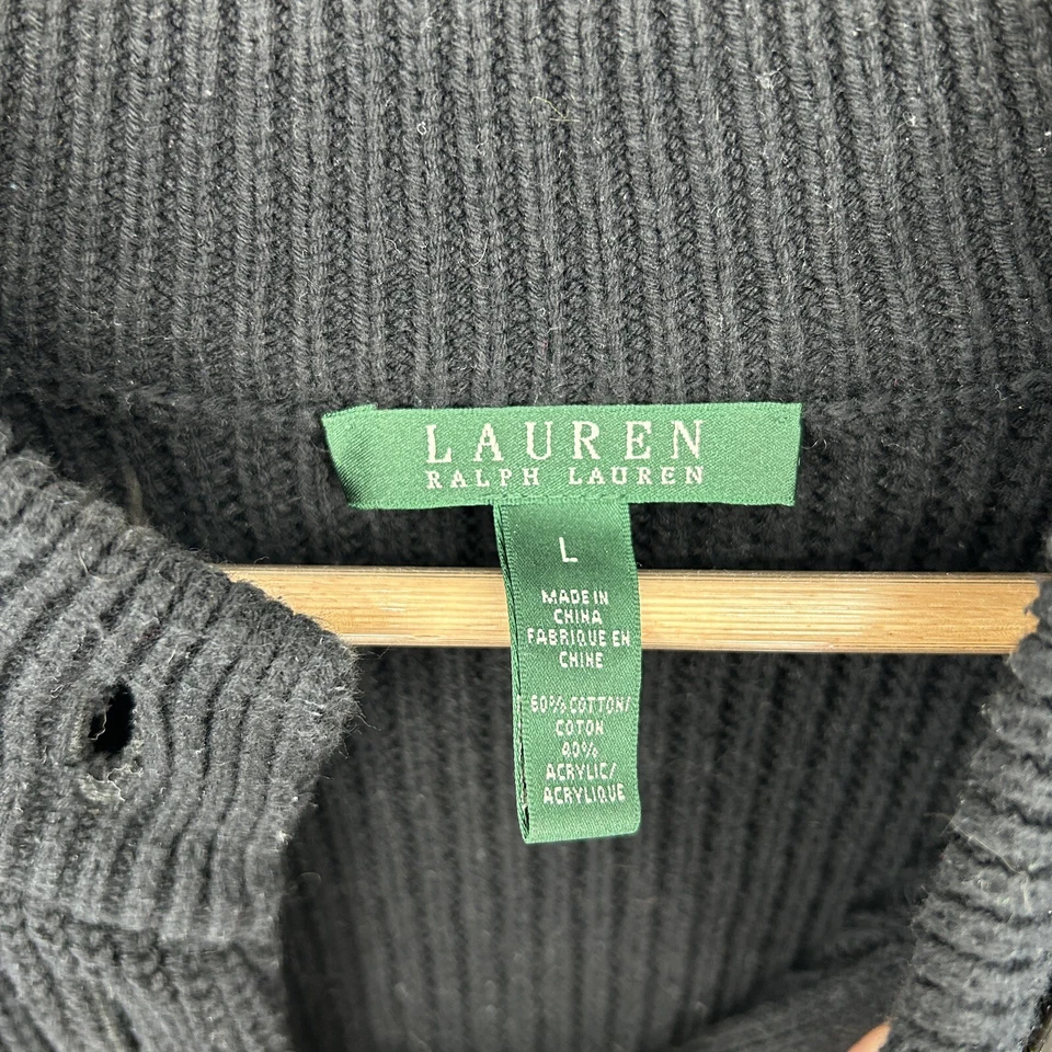 Cárdigan largo tejido negro Ralph Lauren blanco a rayas para mujer L algodón plumero acanalado Foto 2 de 4