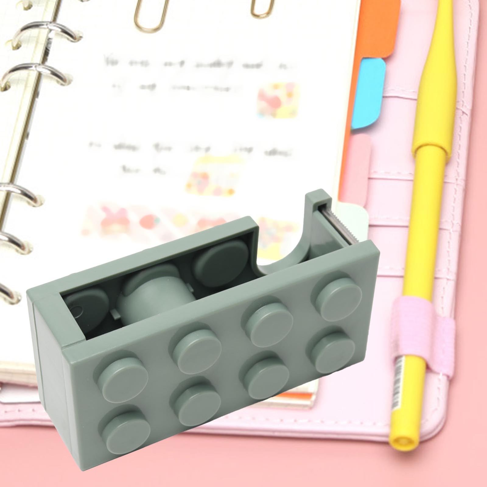 Tape Dispenser Cute Building Block Shape Desk Tape Holder For School Office-image