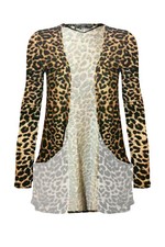 Ladies Long Sleeve Plain Printed Open Front Boyfriend Cardigan Slouch Pocket