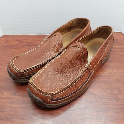 GEOX Respira Brown Pebbled Leather Slip on Loafer Driving  display picture 1