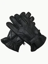 Leather Genuine Gloves Men’s Insulated Light Fleece Lining For Winter,Black