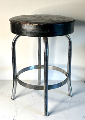 Vintage Art Deco Howell Leath Chrome Stool