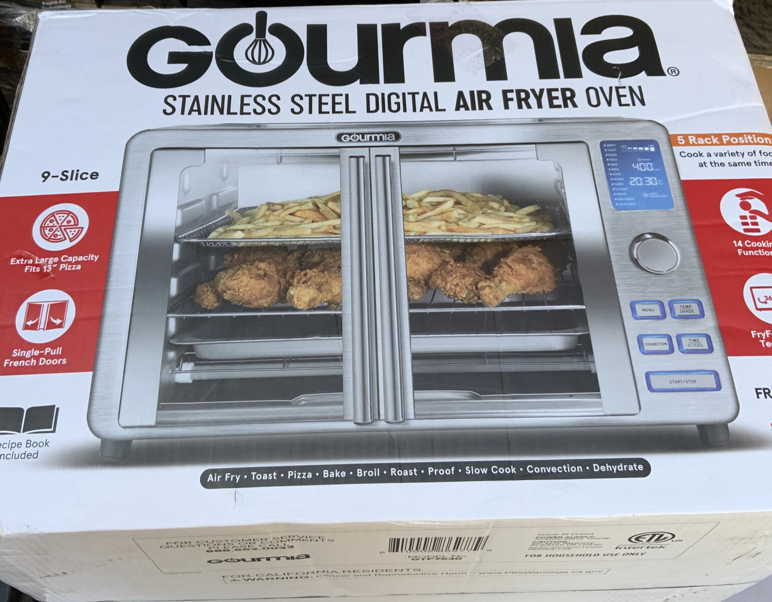 🍏 Gourmia 9-slice,Stainless steel digital Air fryer oven,Open Box 🆕
Opens in a new window or tab