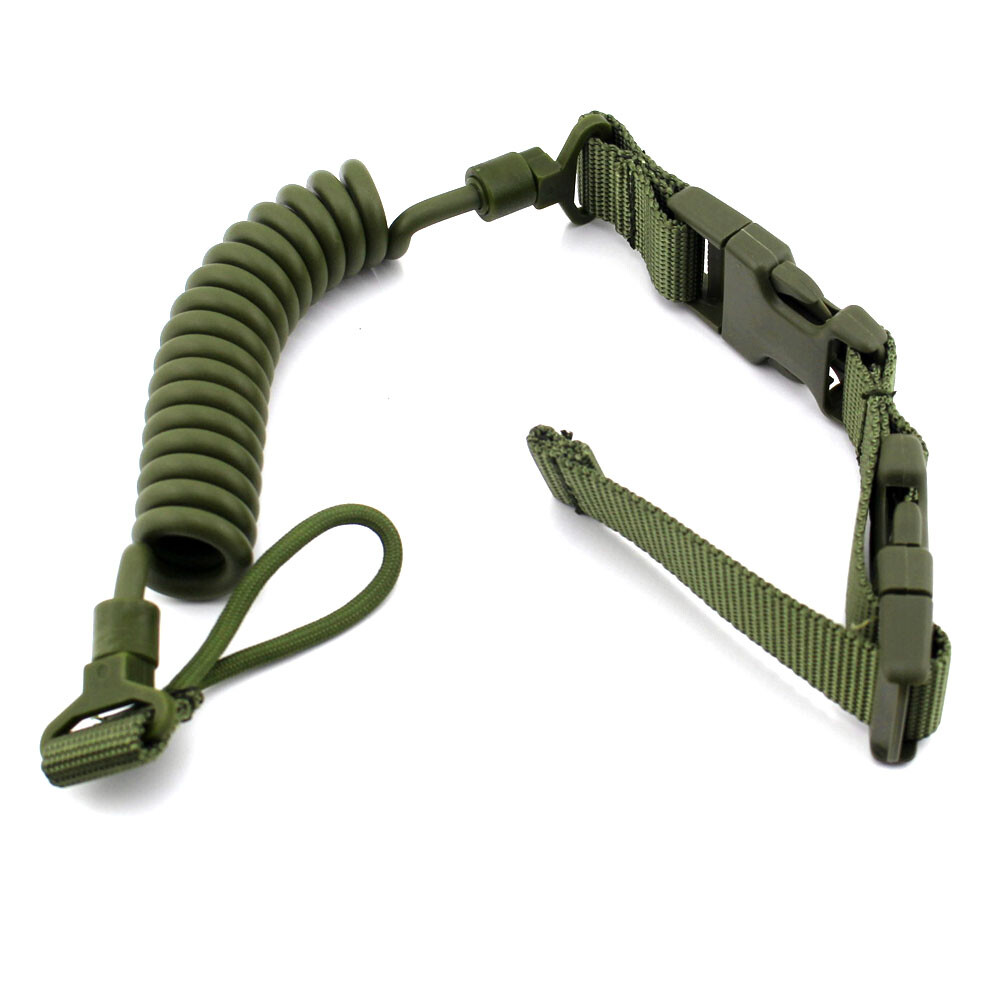 Military Tactical Pistol Lanyard Adjustable Elastic Coil Security Leash ...
