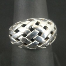 Ring Silver Lattice Design Domed Band Sterling 925 Size 6.5 Band Ring 6 1/2