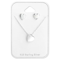 Set 925 Sterling Silber Herz Ohrringe Ohrstecker Und Kette