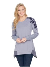 LOGO Lounge by Lori Goldstein French Terry Knit Top with Ribbon Soutache XXS