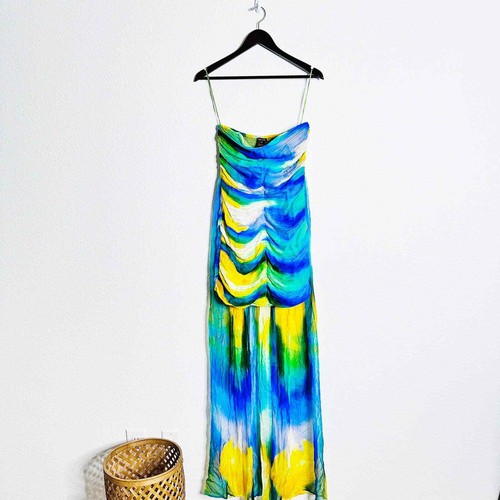 NWT Anthropologie Vineet Bahl Mini Maxi Dress Rainbow Tie Dye Cocktail Blue XS - Picture 2 of 8