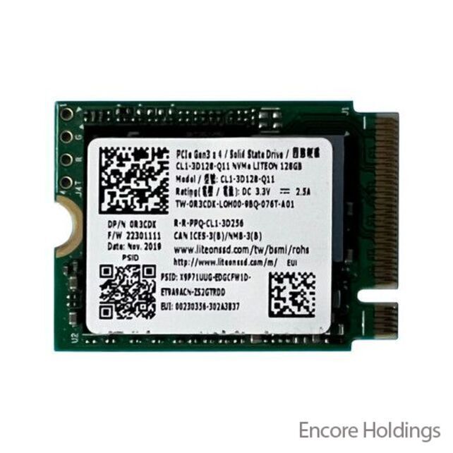 Dell (Sssct/ Lite-On CL1-3D128-Q11) 128GB Solid State Drive - M.2 2230 - R3CDK Dell (Sssct/ Lite-On CL1-3D128-Q11) 128GB Solid State Drive - M.2 2230 - R3CDK