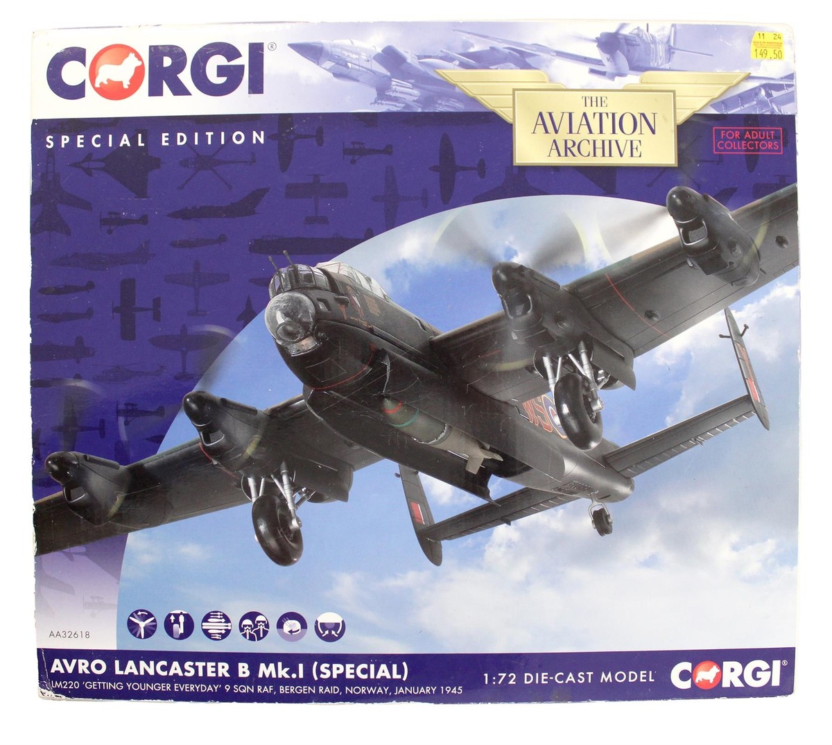 CORGI '1:72' SCALE AA32618 AVRO LANCASTER B MK.I SPECIAL - DIECAST