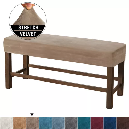 Velvet Elastic Bench Cover Rectangle Bench Footstool Cushion Protector Slipcover - Picture 29 of 30