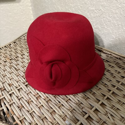 nine west bucket hat Black Wool With Fabric Flower On One Size $46  New