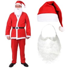 ADULT SANTA SUIT FATHER CHRISTMAS FANCY DRESS COSTUME MENS XMAS OUTFIT LOT 