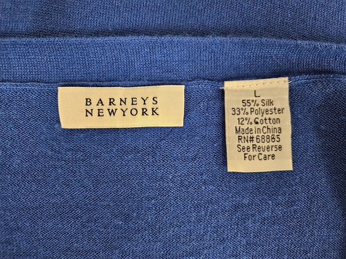 Blau große Damen-Strickjacke aus Seide und Baumwolle L - Bild 6 von 6