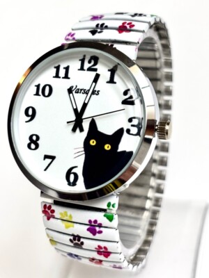Just a Cat, Mysterious Cat, Cool Cat Stretch Watch