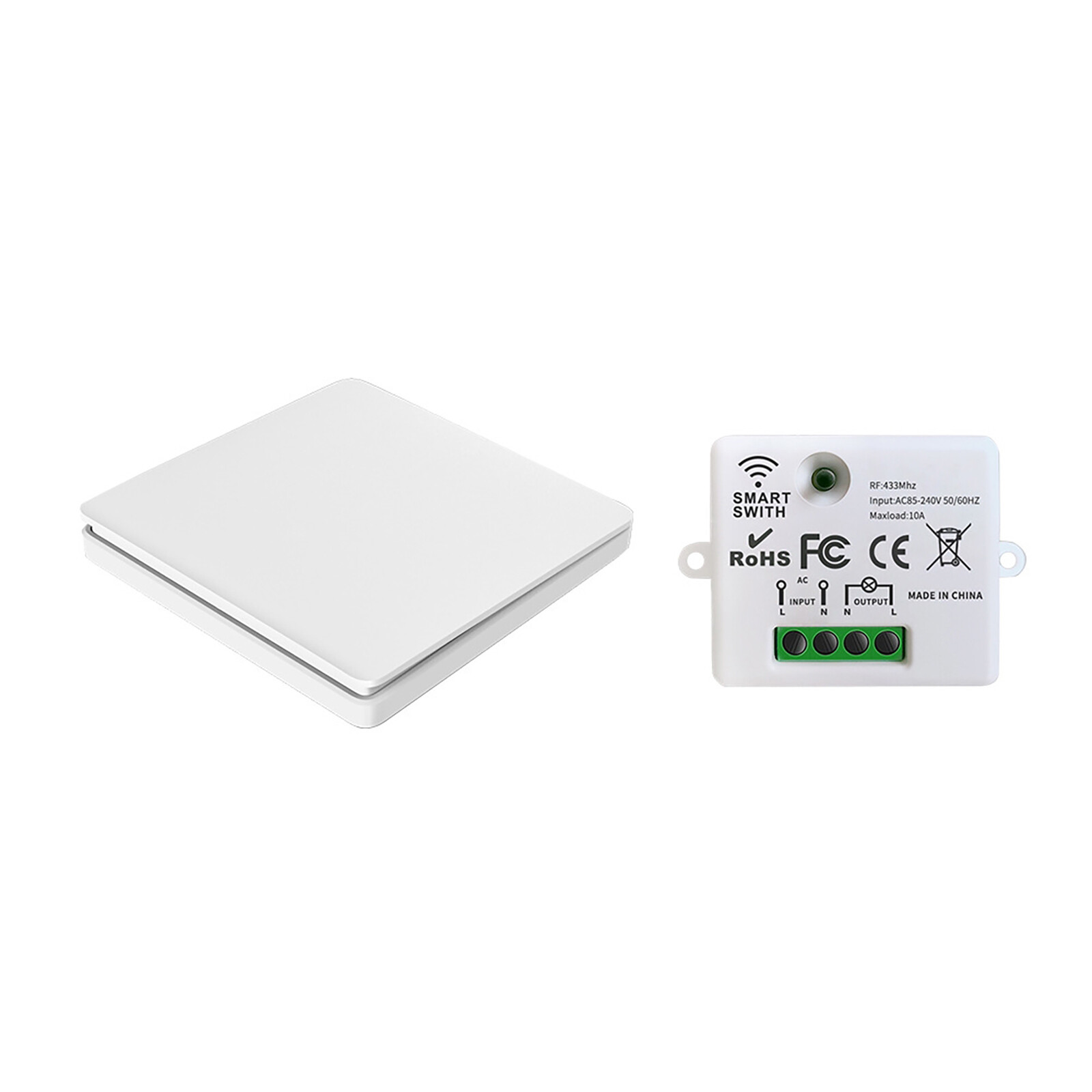 433MHz AC85-240v Wireless RC Kinetic Self-powered No Battery Wall Light Switch