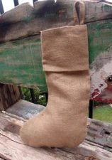 100% Natural Burlap Jute Holiday Christmas Stocking 16 inch - Pack of 6 pcs