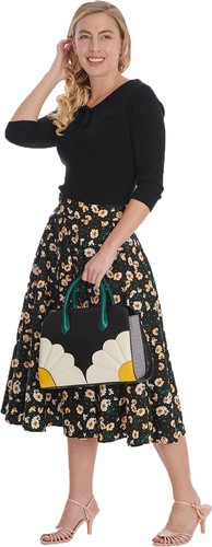 Jersey Banned "BLOOM PLAIN" BOW punto fino 3/4 brazos PARTE SUPERIOR - rojo Rockabilly - Imagen 3 de 5