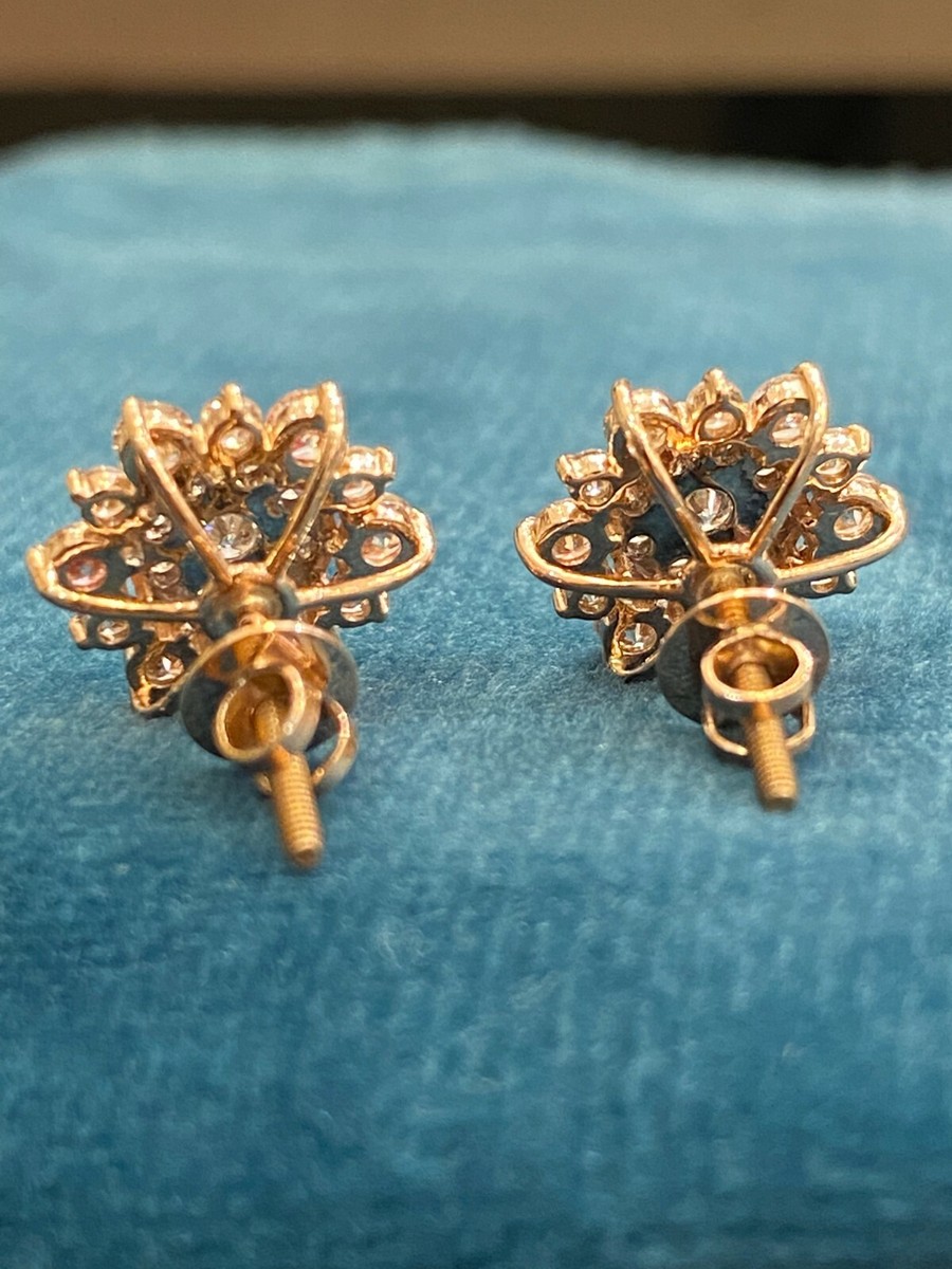 Boucles D'oreilles Cerceaux En Or 14K Avec Diamants Princesse – 1,32 Carats, Or Rose – Neuf Avec étiquettes
