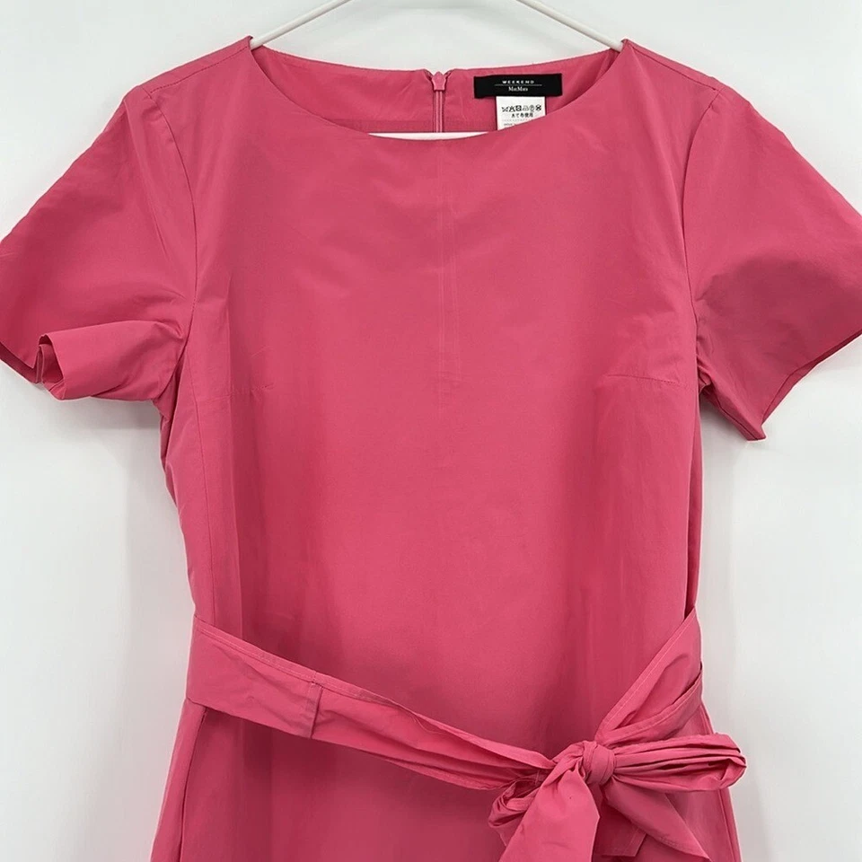 Weekend Max Mara Nicola Shift Dress Size 4 Pink Belted Classic Pockets - Image 4 of 4
