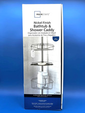 Mainstays Nickel Bathtub Shower Caddy Adjustable Corner Storage System 3 Shelves