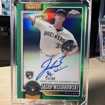 2026 Topps Chrome Jacob Misiorowski RA-JM RC Auto Green /99 Milwaukee Brewers