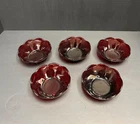 Vintage Anchor Hocking Set of 5 Royal Ruby Red Scallop Dessert Berry Bowls