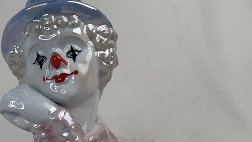 Statuina pagliaccio opalescente vintage vetro carnevale 4" - Foto 2 di 3